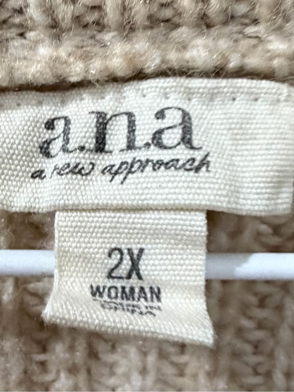 Ana Cable Knit Crewneck Sweater - Beige 2X - Picture 4 of 6